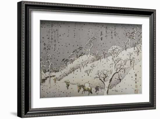 Evening Snow at Asuka Hill-Ando Hiroshige-Framed Giclee Print