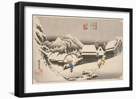 Evening Snow at Kambara-Utagawa Hiroshige-Framed Giclee Print