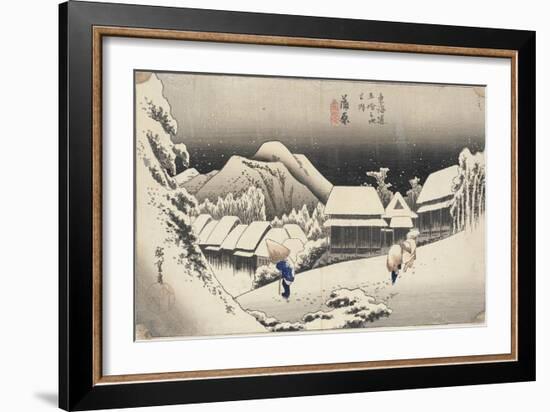 Evening Snow at Kanbara From the Series 53 Stations of the Tokaido, c.1833-4-Ando or Utagawa Hiroshige-Framed Giclee Print