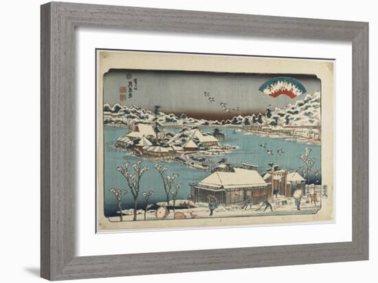 Evening Snow at Shinobugaoka, 1843-1847-Keisai Eisen-Framed Giclee Print