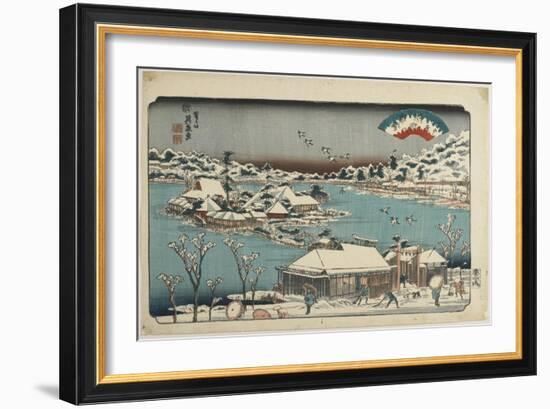 Evening Snow at Shinobugaoka, 1843-1847-Keisai Eisen-Framed Giclee Print