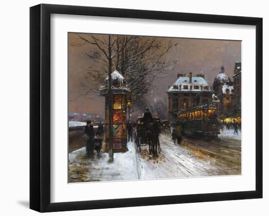 Evening Snow at the Institute of France-Edouard Cortes-Framed Premium Giclee Print