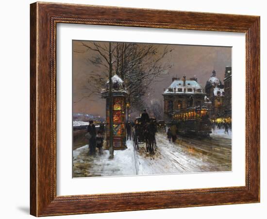 Evening Snow at the Institute of France-Edouard Cortes-Framed Premium Giclee Print