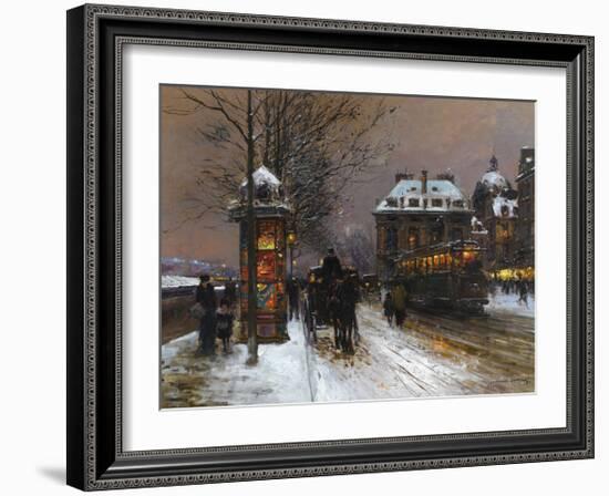 Evening Snow at the Institute of France-Edouard Cortes-Framed Premium Giclee Print