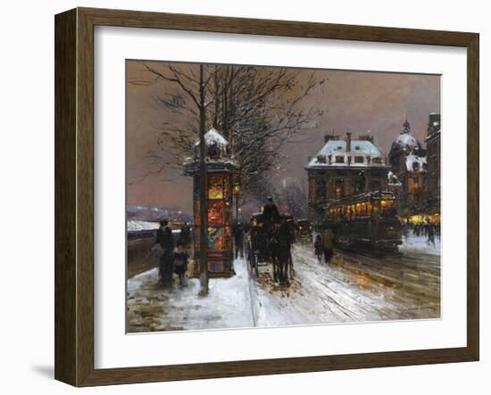 Evening Snow at the Institute of France-Edouard Cortes-Framed Premium Giclee Print