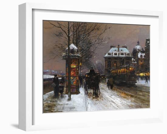 Evening Snow at the Institute of France-Edouard Cortes-Framed Premium Giclee Print