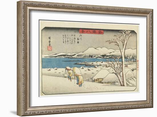 Evening Snow at Uchikawa, 1835-1836-Utagawa Hiroshige-Framed Giclee Print