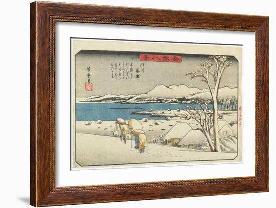 Evening Snow at Uchikawa, 1835-1836-Utagawa Hiroshige-Framed Giclee Print