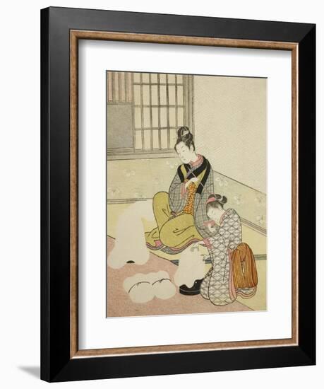 Evening Snow on a Floss Shaper , from the series Eight Views of the Parlor , c.1766-Suzuki Harunobu-Framed Giclee Print