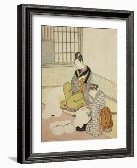 Evening Snow on a Floss Shaper , from the series Eight Views of the Parlor , c.1766-Suzuki Harunobu-Framed Giclee Print