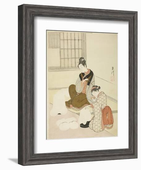 Evening Snow on a Floss Shaper (Nurioke No Bosetsu), C.1766-Suzuki Harunobu-Framed Giclee Print