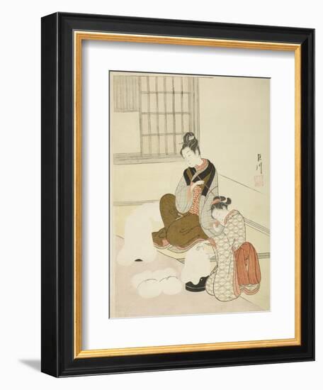 Evening Snow on a Floss Shaper (Nurioke No Bosetsu), C.1766-Suzuki Harunobu-Framed Giclee Print