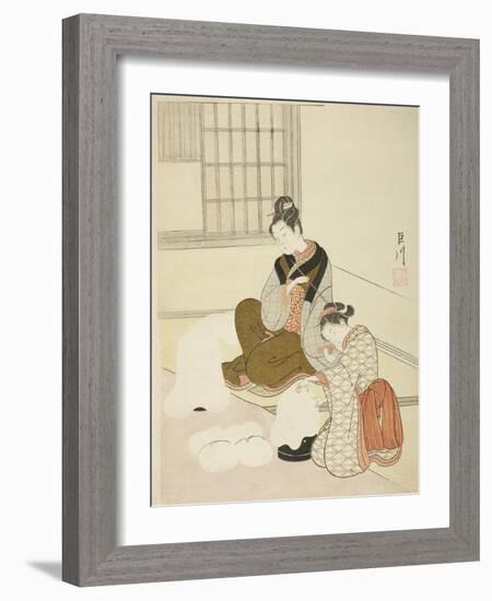 Evening Snow on a Floss Shaper (Nurioke No Bosetsu), C.1766-Suzuki Harunobu-Framed Giclee Print