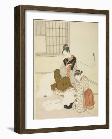 Evening Snow on a Floss Shaper (Nurioke No Bosetsu), C.1766-Suzuki Harunobu-Framed Giclee Print