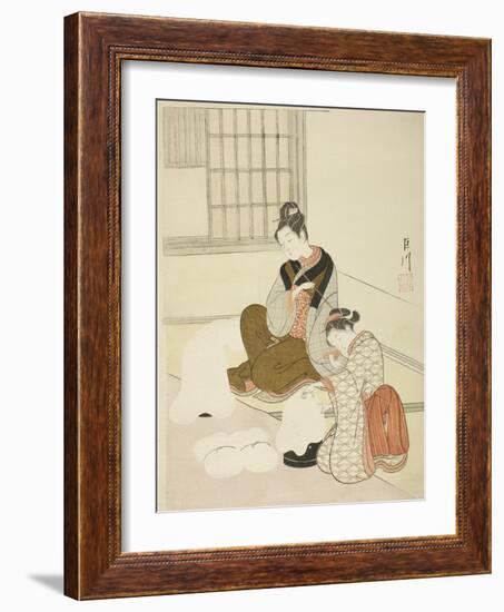 Evening Snow on a Floss Shaper (Nurioke No Bosetsu), C.1766-Suzuki Harunobu-Framed Giclee Print