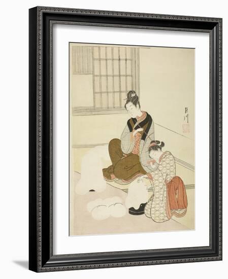 Evening Snow on a Floss Shaper (Nurioke No Bosetsu), C.1766-Suzuki Harunobu-Framed Giclee Print