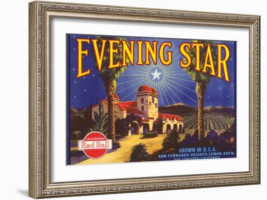 Evening Star Lemon Label-null-Framed Art Print