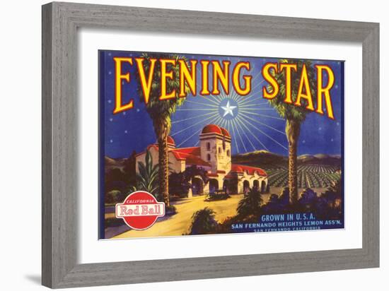 Evening Star Lemon Label-null-Framed Art Print