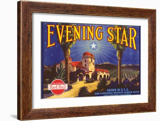 Evening Star Lemon Label-null-Framed Art Print