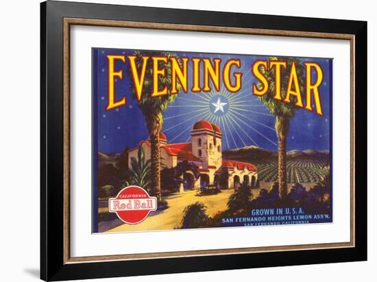 Evening Star Lemon Label-null-Framed Art Print