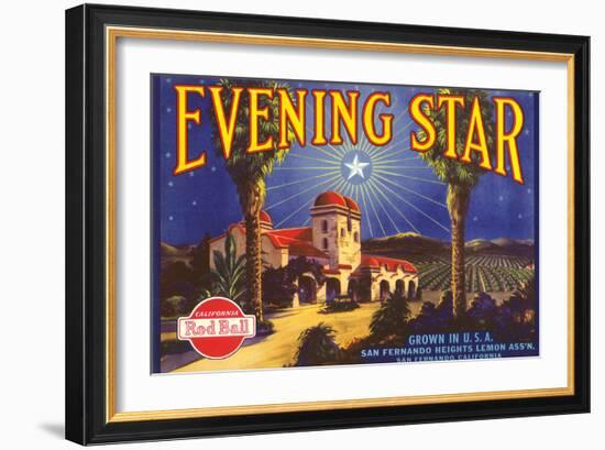 Evening Star Lemon Label-null-Framed Art Print