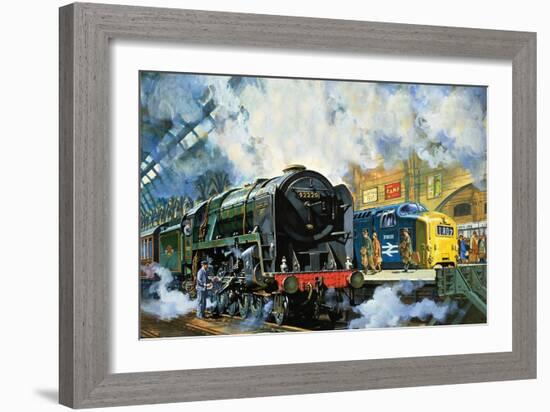 Evening Star, the Last Steam Locomotive and the New Diesel-Electric Deltic-Harry Green-Framed Giclee Print