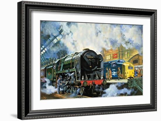 Evening Star, the Last Steam Locomotive and the New Diesel-Electric Deltic-Harry Green-Framed Giclee Print