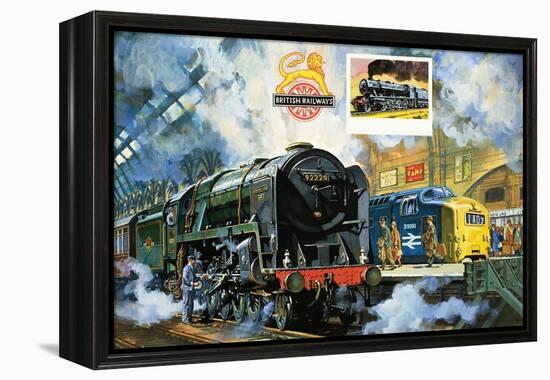 Evening Star, the Last Steam Locomotive and the New Diesel-Electric Deltic-Harry Green-Framed Premier Image Canvas