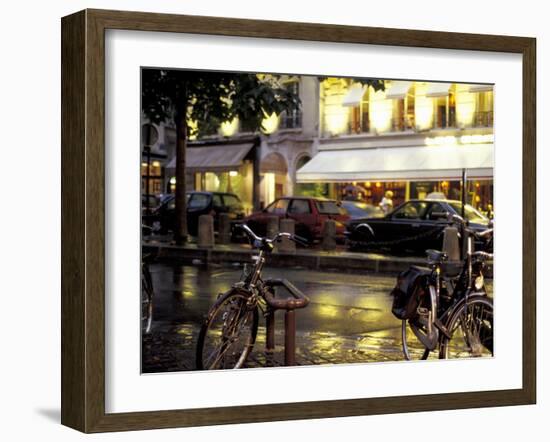 Evening Street Scene with Bicycles, Paris, France-Michele Molinari-Framed Photographic Print