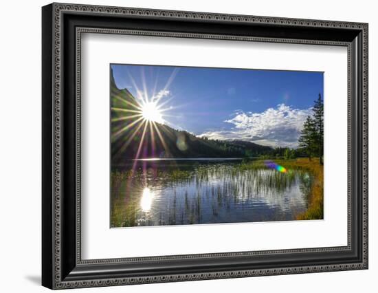 Evening Sun and Back Light About the Ferchensee at Mittenwald, Wetterstein Range, Upper Bavaria-Rolf Roeckl-Framed Photographic Print