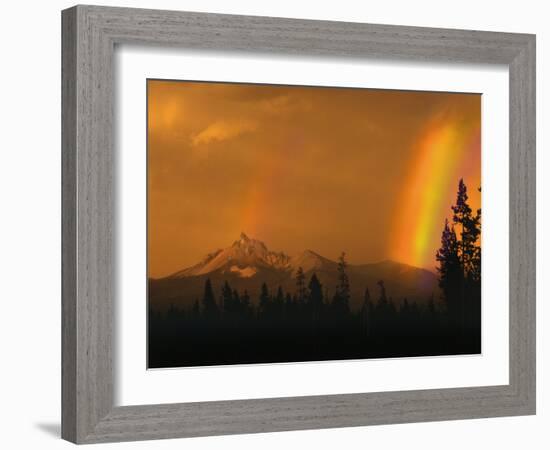 Evening Sun and Passing Rainstorm Over Mt. Thielsen, Oregon Cascades Recreation Area, Oregon, USA-Steve Terrill-Framed Photographic Print