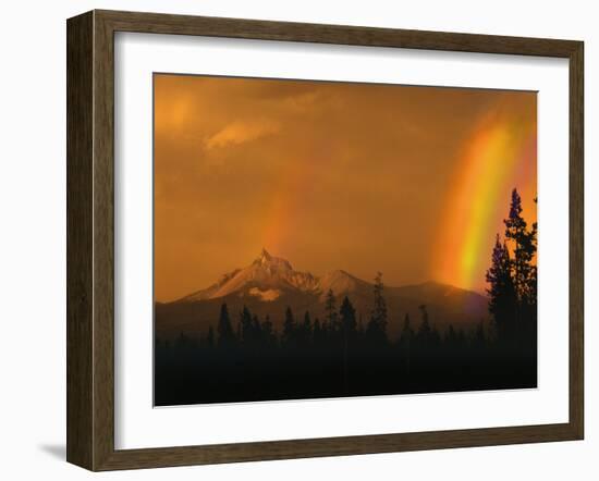 Evening Sun and Passing Rainstorm Over Mt. Thielsen, Oregon Cascades Recreation Area, Oregon, USA-Steve Terrill-Framed Photographic Print