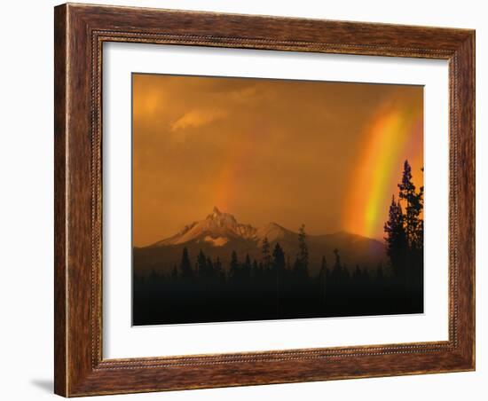 Evening Sun and Passing Rainstorm Over Mt. Thielsen, Oregon Cascades Recreation Area, Oregon, USA-Steve Terrill-Framed Photographic Print