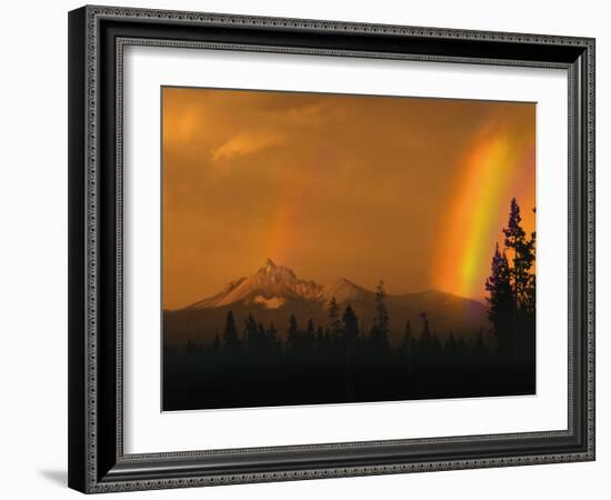 Evening Sun and Passing Rainstorm Over Mt. Thielsen, Oregon Cascades Recreation Area, Oregon, USA-Steve Terrill-Framed Photographic Print