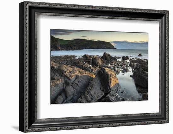 Evening sunlight on the rocky shores of Hope Cove, Devon, England, United Kingdom, Europe-Adam Burton-Framed Photographic Print