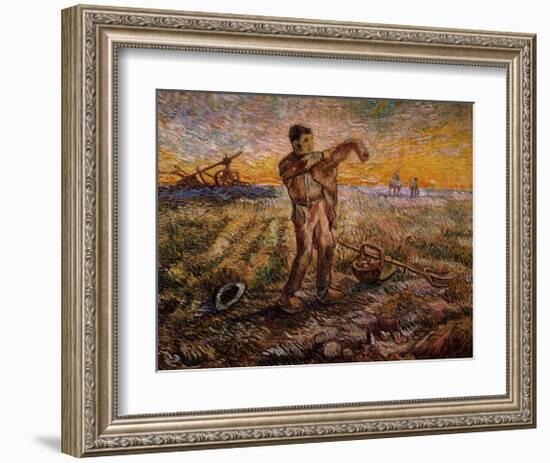 Evening, The End of the Day-Vincent van Gogh-Framed Giclee Print