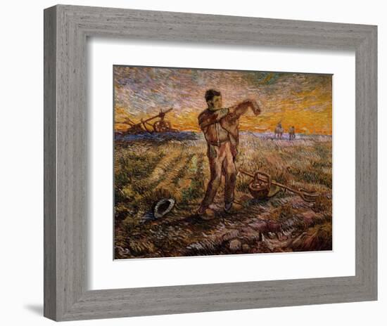 Evening, The End of the Day-Vincent van Gogh-Framed Giclee Print