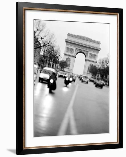 Evening Traffic on Champs Elysees, Paris, France-Walter Bibikow-Framed Photographic Print