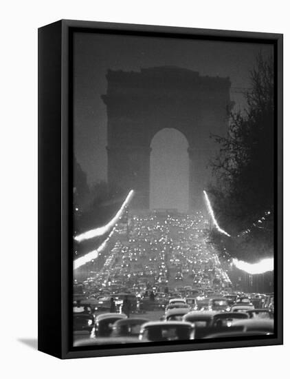 Evening Traffic on the Champs Elysees-Ralph Crane-Framed Premier Image Canvas
