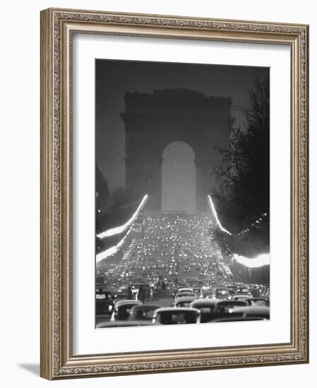 Evening Traffic on the Champs Elysees-Ralph Crane-Framed Photographic Print