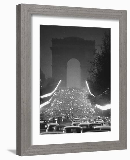 Evening Traffic on the Champs Elysees-Ralph Crane-Framed Photographic Print