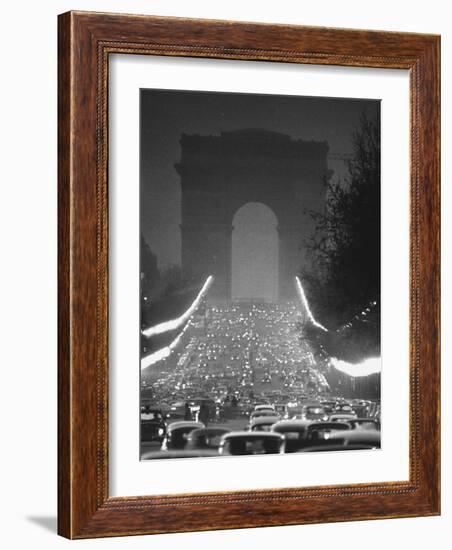 Evening Traffic on the Champs Elysees-Ralph Crane-Framed Photographic Print