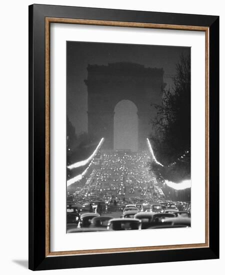 Evening Traffic on the Champs Elysees-Ralph Crane-Framed Photographic Print