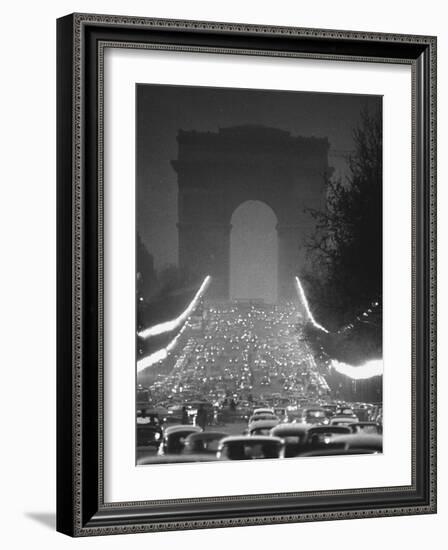 Evening Traffic on the Champs Elysees-Ralph Crane-Framed Photographic Print