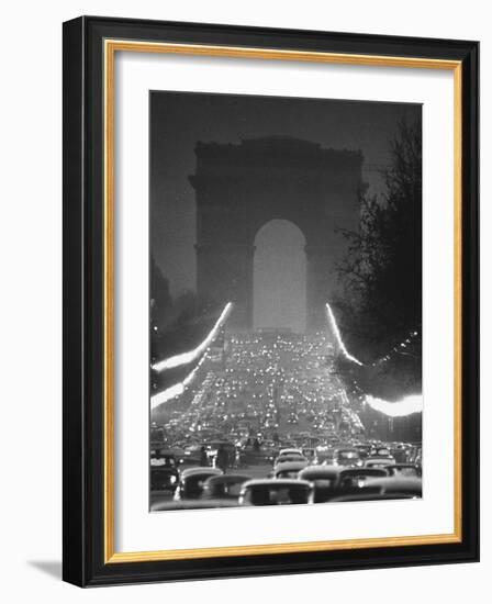 Evening Traffic on the Champs Elysees-Ralph Crane-Framed Photographic Print