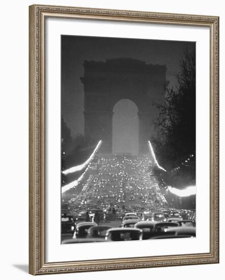 Evening Traffic on the Champs Elysees-Ralph Crane-Framed Photographic Print