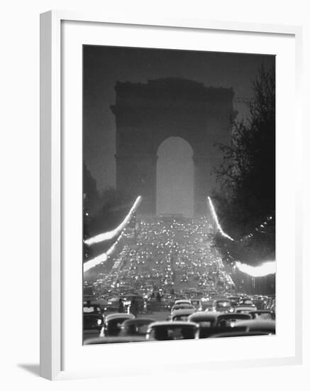 Evening Traffic on the Champs Elysees-Ralph Crane-Framed Photographic Print