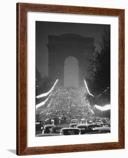 Evening Traffic on the Champs Elysees-Ralph Crane-Framed Photographic Print