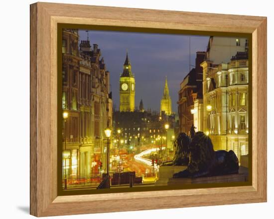 Evening View from Trafalgar Square Down Whitehall with Big Ben in the Background, London, England-Roy Rainford-Framed Premier Image Canvas