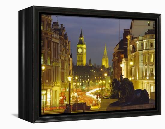 Evening View from Trafalgar Square Down Whitehall with Big Ben in the Background, London, England-Roy Rainford-Framed Premier Image Canvas